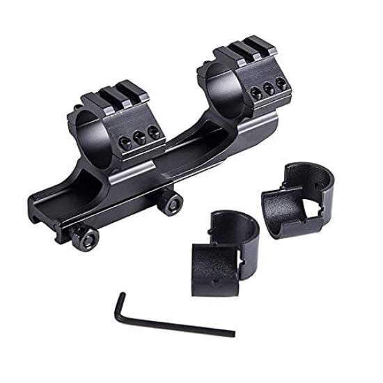 HWZ 1-inch 25.4mm 30mm Scope Mount Solid Black Cantilever Flat Top Dual Ring Adjustable