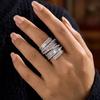Full Diamond Crushed Ice Wrapped Cubic Zirconia Copper Ring for Women Bling Twisted Vine Sparkle Stackable Finger Jewelry