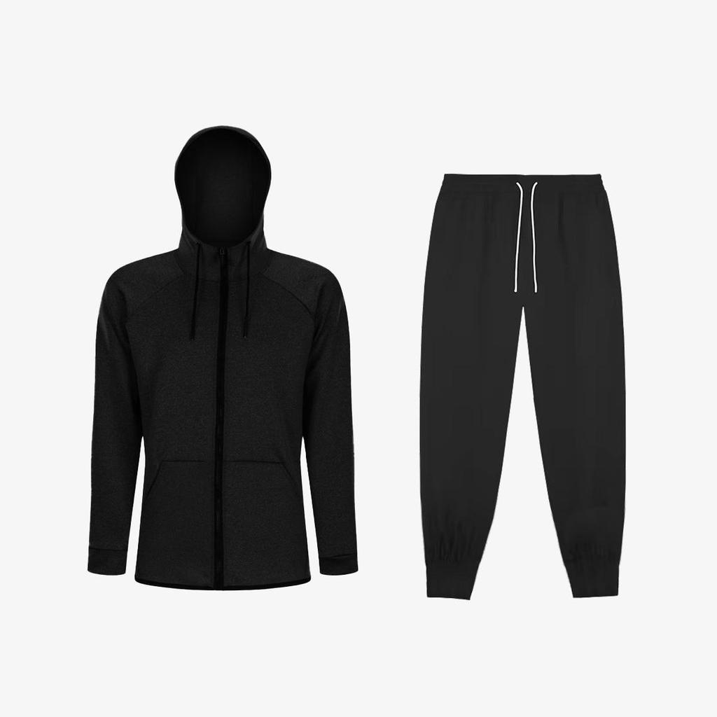 Men's Solid Zipper Hoodie & Long Pants Two-Piece Set (2024)
