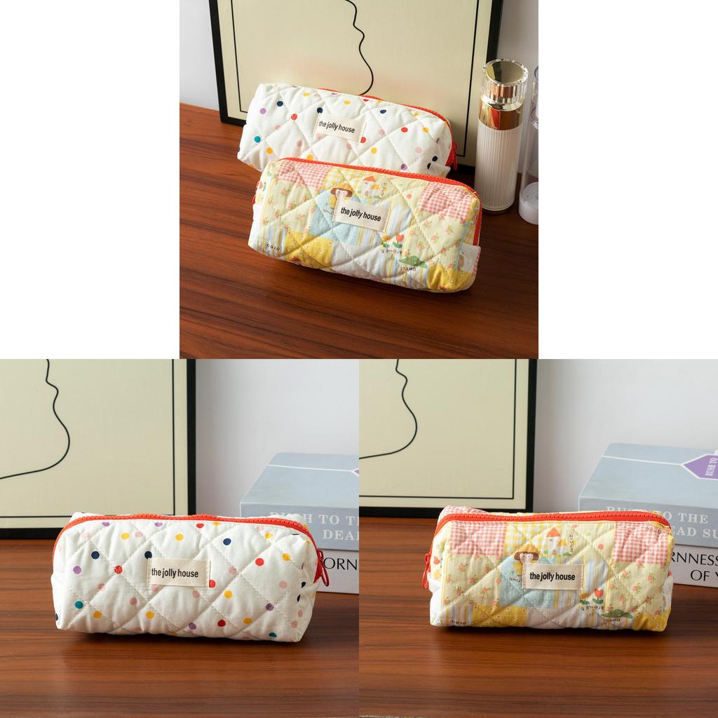 Cartoon Polka Dot Pencil Case With Polyester Material For Students Storage Bag