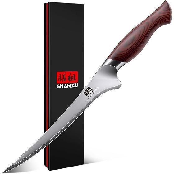 SHAN ZU Chef Knife 8 Inch, High Carbon Japanese 10Cr15Mov Stainless Steel Kitchen Professional Cooking Knife, Ultra Sharp Japanese Knife with