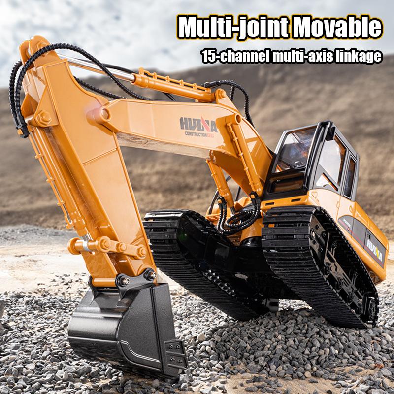Huina 1535 1/14 RC Excavator Remote Control Truck with Lights Crawler Tractor Model Engineering Car Toys for Boys Christmas Gift