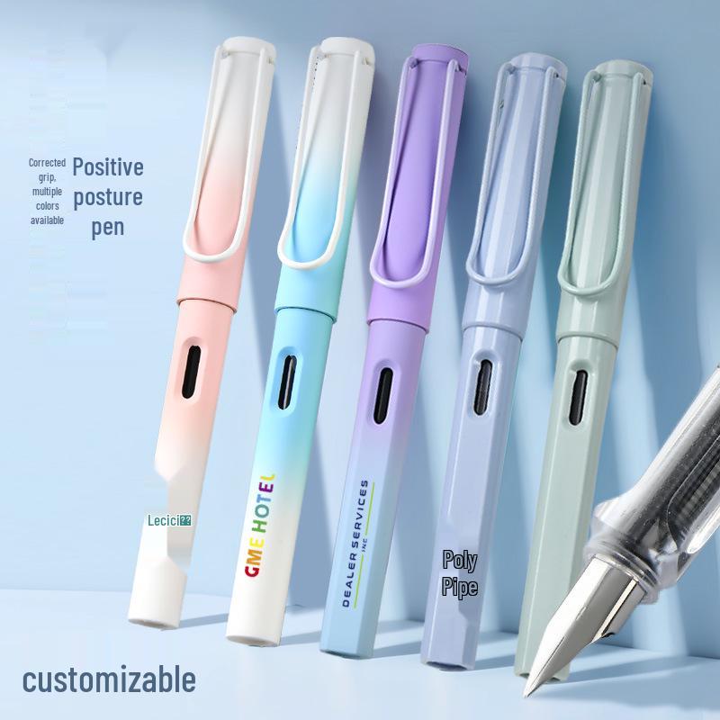 Morandi Gradient Fountain Pen: Customizable Calligraphy Pen with Logo Printing, EF/F Nib, and Ink Cartridges.