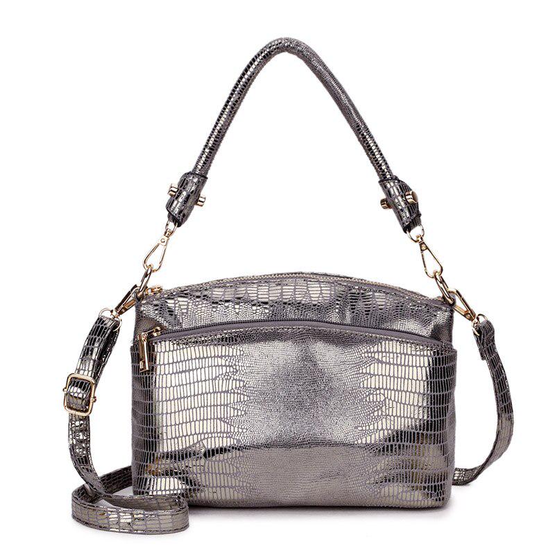 small silver shoulder bag
