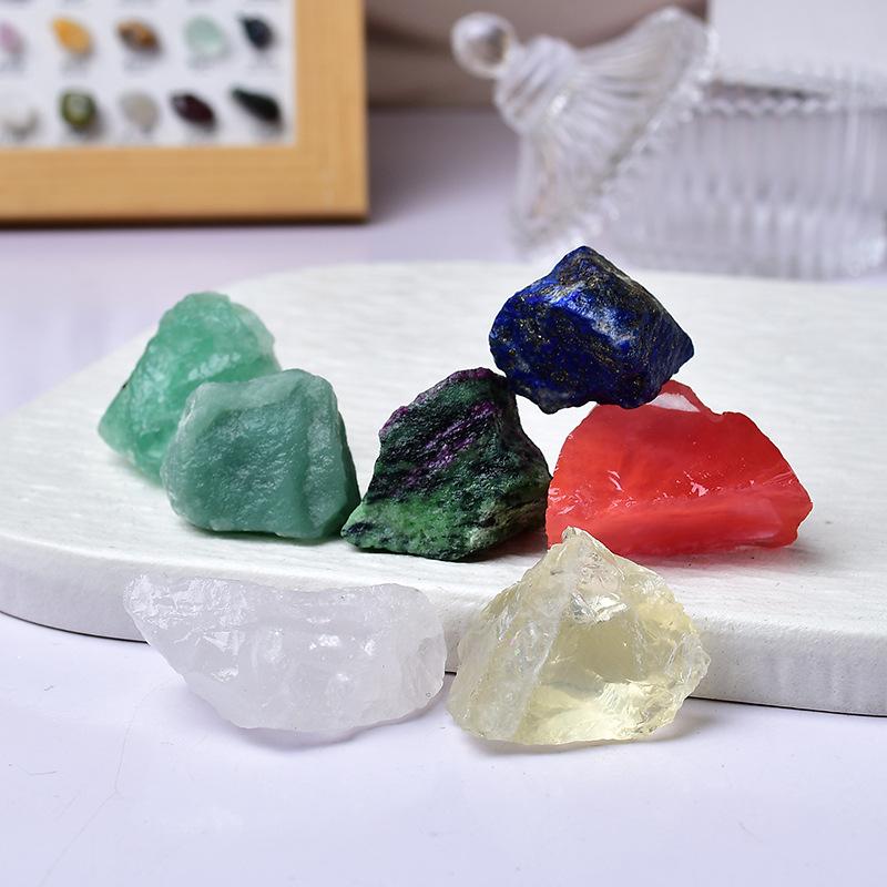 Natural Seven-Color Crystal Wealth-Attracting Raw Stone Set: Unpolished Gemstone Collection & Crushed Stone Gift