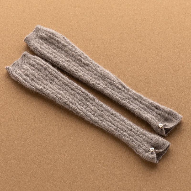 Women s 100% Pure Goat Cashmere Fingerless Gloves - Cable Knit, Pearl Adorned, Warm  Stylish for Spring  Autumn.