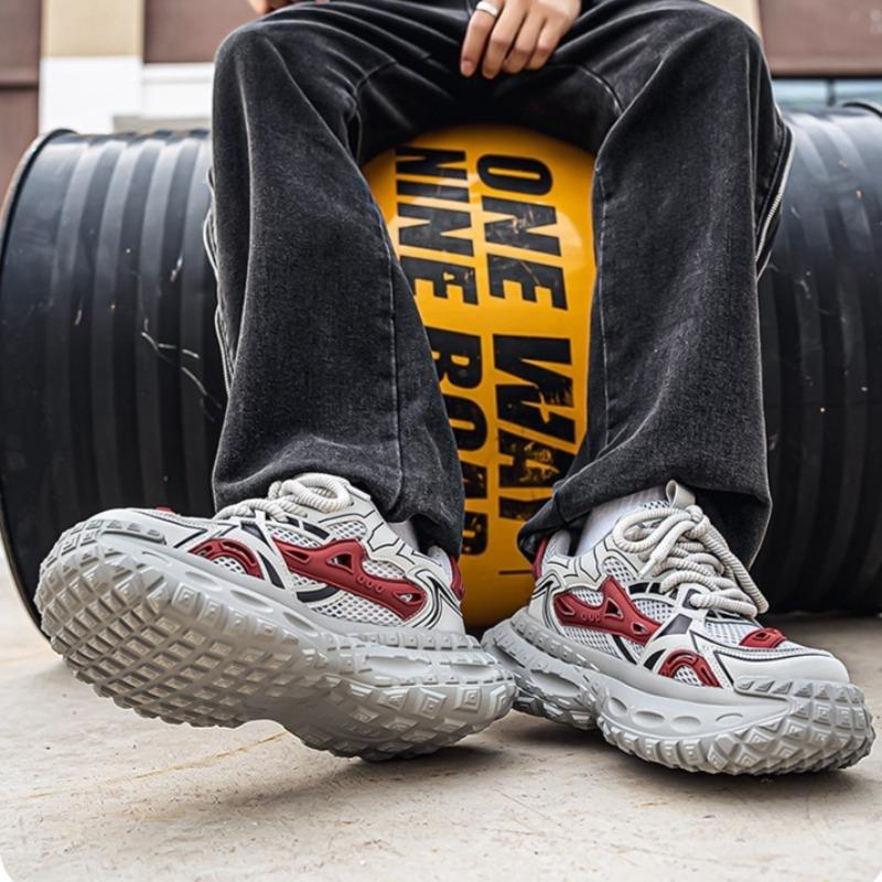Fashion Sneakers for Men Fad Casual Mesh Mens Platform Sneaker Non Slip Wear Resistant Comfort Lace Up Soft Sole Shoes Zapatillas Hombre