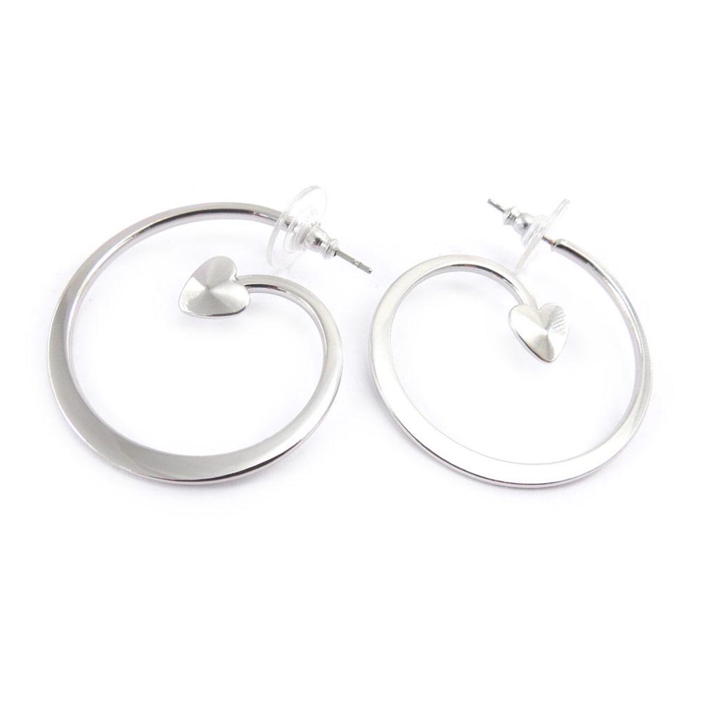Les Trésors De Lily [J8995] - Silver 'Choregraphie' Hoop Earrings Ø 35 Mm