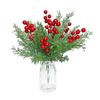 Artificial Christmas Flowers With Red Berry Stems, Fake Norfolk Garland Branches For Winter Decor, Faux Christmas Garland Tree Picks And DIY Crafts