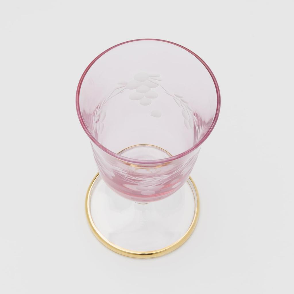 Otsuka Glass "Colorful Poem" Sake Glass, 70ml, with Stand, Pink Flower Kiriko, Made In Japan, 9203-15-1PK-1P