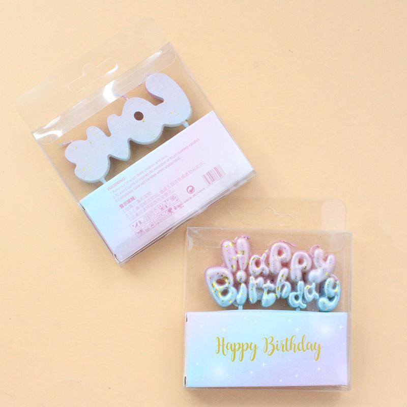 New Galaxy Starry Sky Gradient Pink and Blue Letter Personalized Candle Valentine's Day Party Atmosphere Love Candle