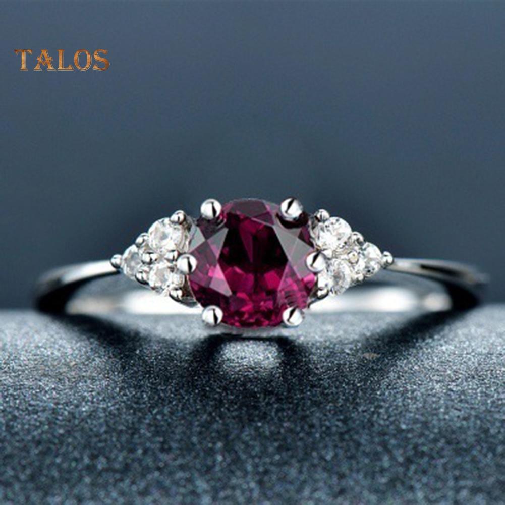 

T & T Женщины Искусственный сапфир Гранат Изумруд Драгоценный камень Палец Кольцо Свадебные украшения Подарок