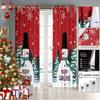 Christmas Snowman Print Red Curtains Multiple Sizes Living Room Insulation Decoration Easy Install Curtain Light Blocking For Polyester Machine