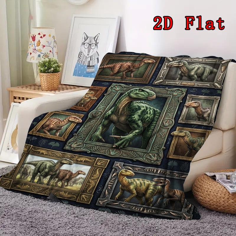 Fossil Frame Dinosaurs 2D Flat Pattern Flannel Blanket, High quality All Seasons, Home Decor, Warmth and Comfort, Perfect for Christmas Gifts.