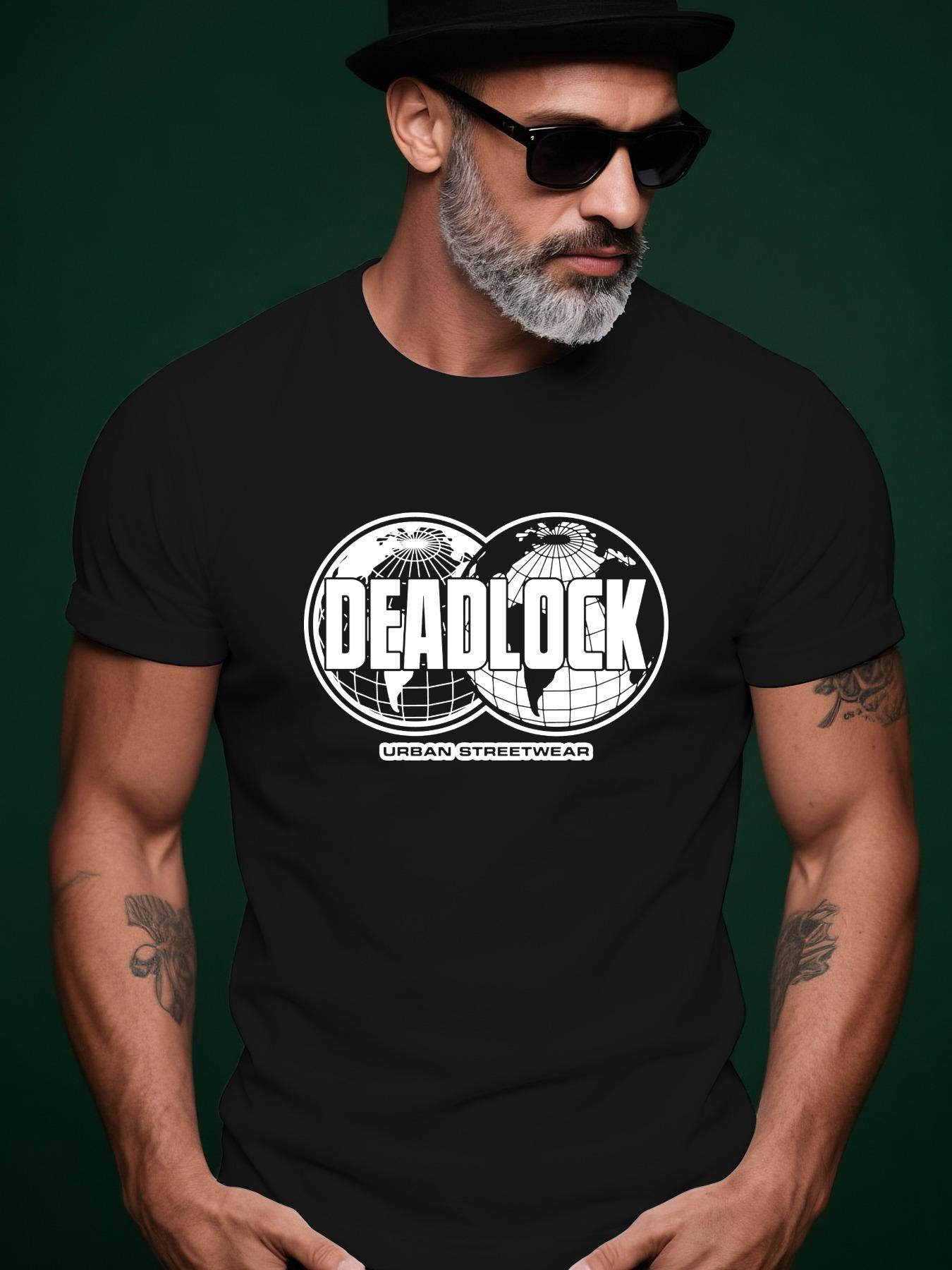 Y2K Style Deadlock Graphic Tshirt - Casual Crew Neck L
