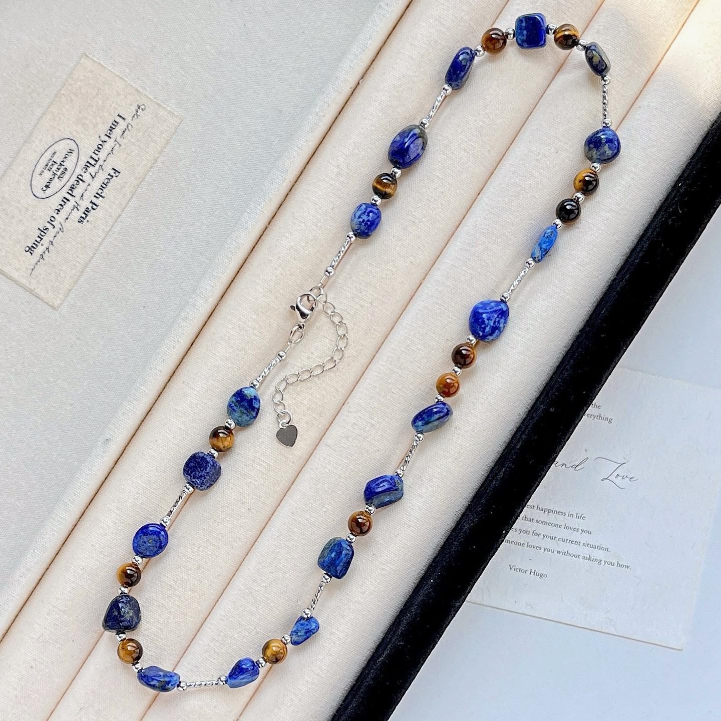 

Maillard Natural Boutique Tiger S Eye Stone Lapis Lazuli Design Sense Collarbone Chain Necklace Neck Chain