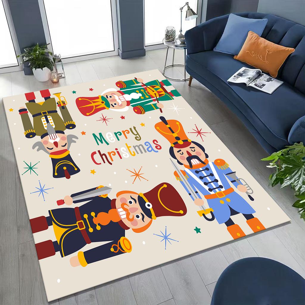 2026 New Nutcracker Merry Christmas Tree Cartoon Puppet Gift Carpet Rug for Bedroom Living Room Sofa Home Doormat Decor,Non-slip