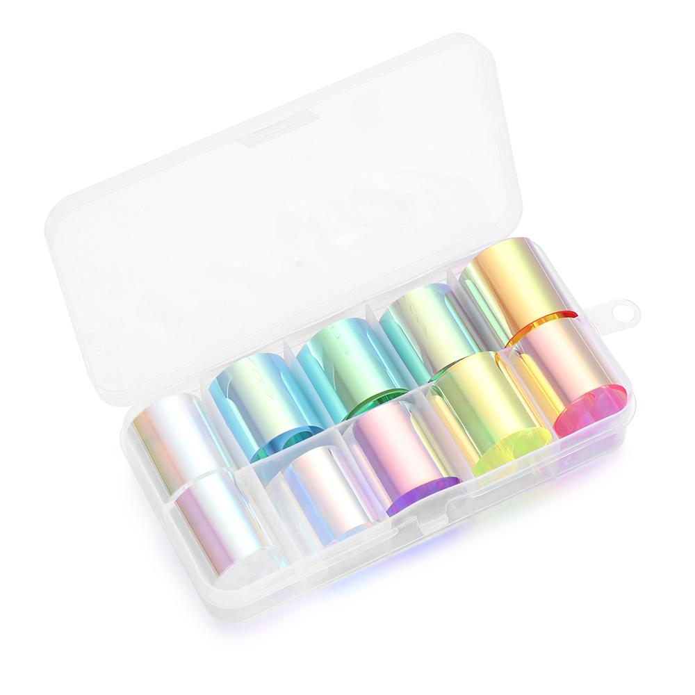 Women Beauty DIY Nail Decoration Tool Glass Paper Aurora Film Nail Stickers Holographic Design