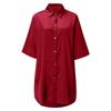 European & American Style Solid Color Silky Satin Women’s Long Pajama Shirt - Sexy, Comfortable, Skin-friendly.