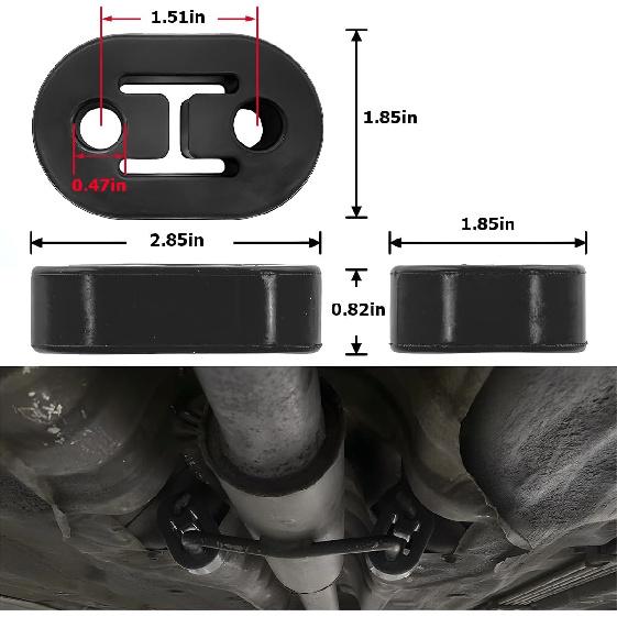 Car Exhaust Hanger, 4PCS Rubber Ulator Bushing Mount, 2 Holes 0.47 Inch (12Mm), Auto Muffler Shock Absorbent Bracket Mount, High-Density Tailpipe