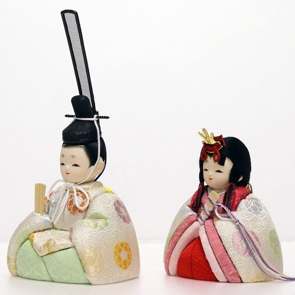 Hina Wooden Doll with Round Doll, "Kotohoki Haruka" Tray, White, KTH-3201D1
