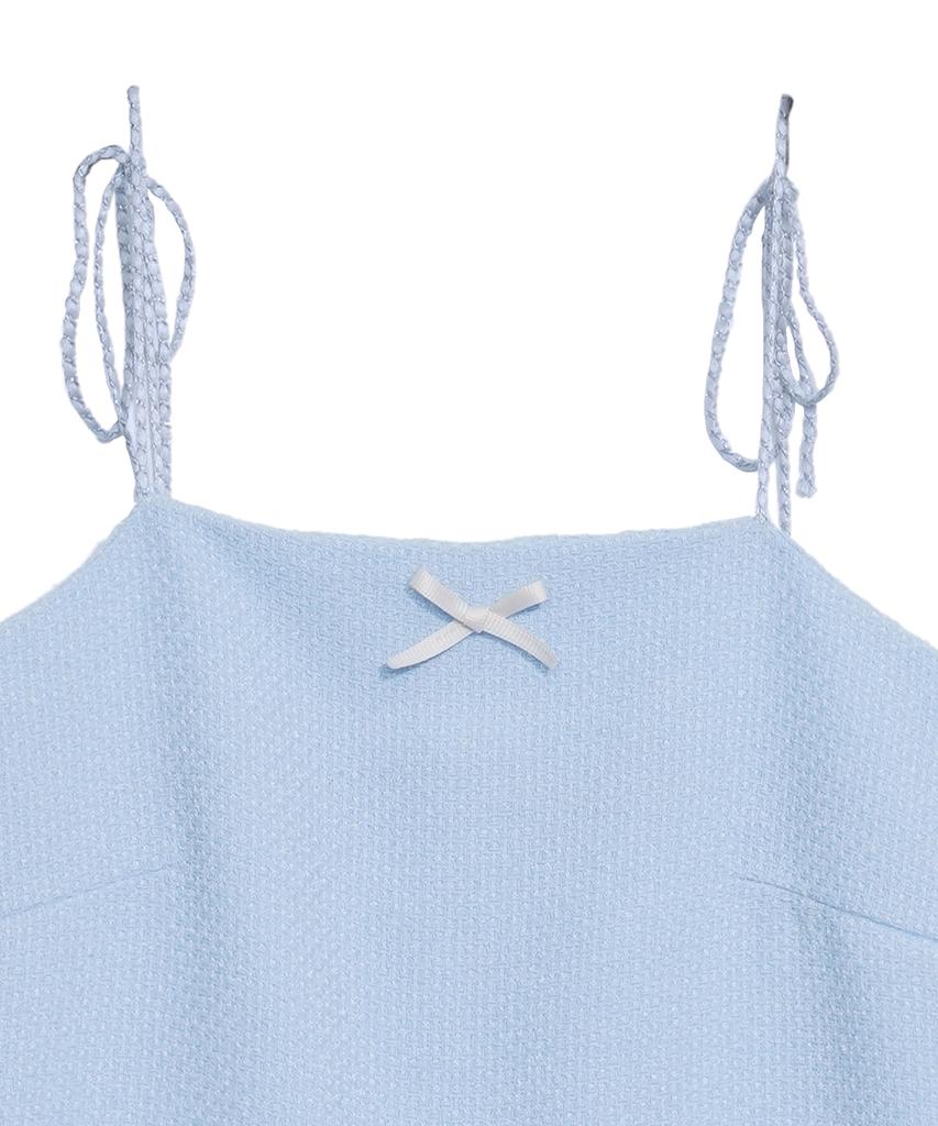 High School Disco Tweed Ribbon Mini Dress_Sky Blue