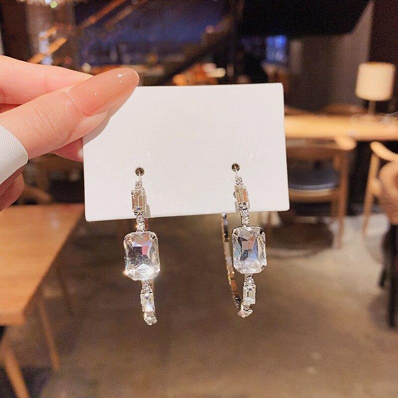 Vysoce kvalitní třpytivé kulaté kruhové náušnice s kameny, nová osobnost, Brincos Feminino