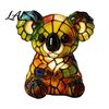Stained Glass Style Bedside Night Light Vintage Desk Lamp Cute Animal Light Decorative Pastoral Study Table Lamp Reading for Bedroom Kids
