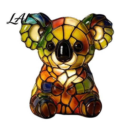 Stained Glass Style Bedside Night Light Vintage Desk Lamp Cute Animal Light Decorative Pastoral Study Table Lamp Reading for Bedroom Kids