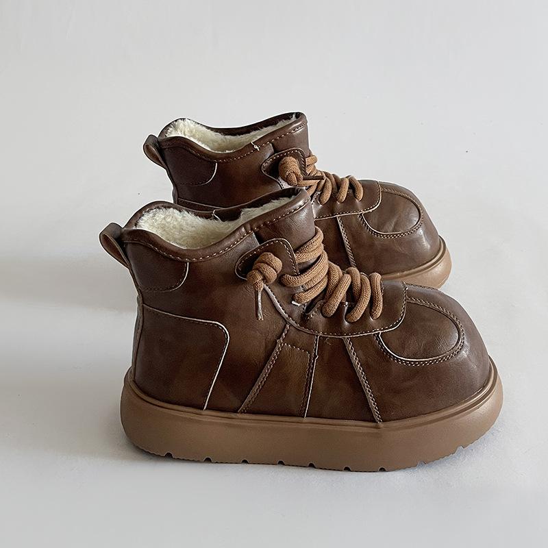 

Retro Gaobang snow boots women s 2025 winter new niche big head platform bread shoes non-slip warm short boots tide 35