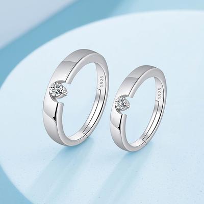 Couple Ring Japanese and Korean Simple Classic Imitation Mosang Diamond Ring for Valentine's Day Gift Opening Ring
