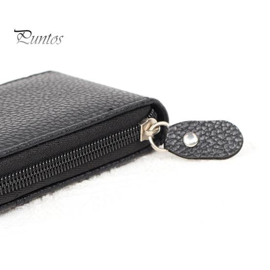 Coin Purse with 14 Card Slots Large Capacity Card Holder ID Window Anti-theft Zipper Closure Faux Leather Firm Stitching Portable Wallet