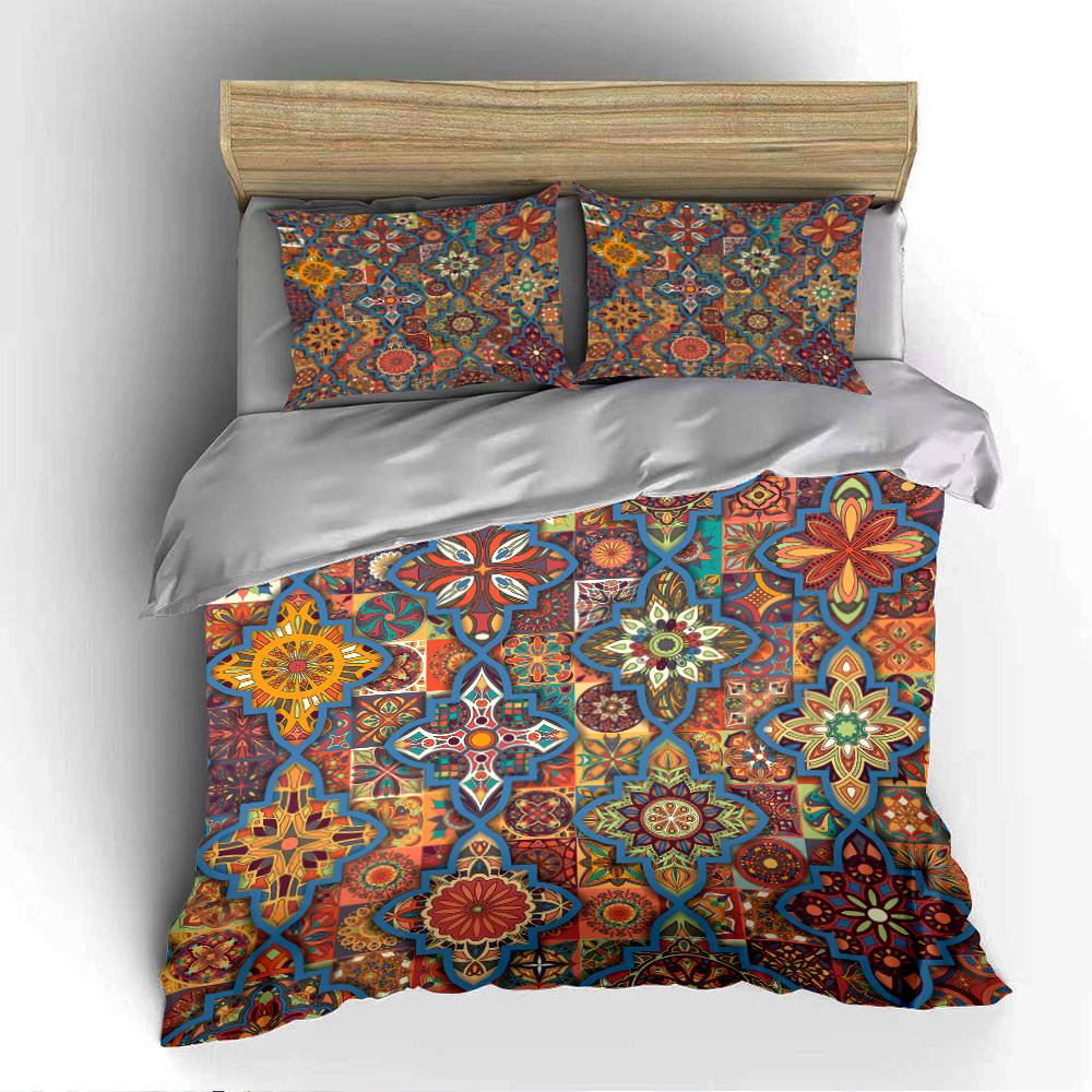 Colorful Geometric Floral Bedding Set Bedding set (1 duvet cover, 2 pillowcases, duvet not included)