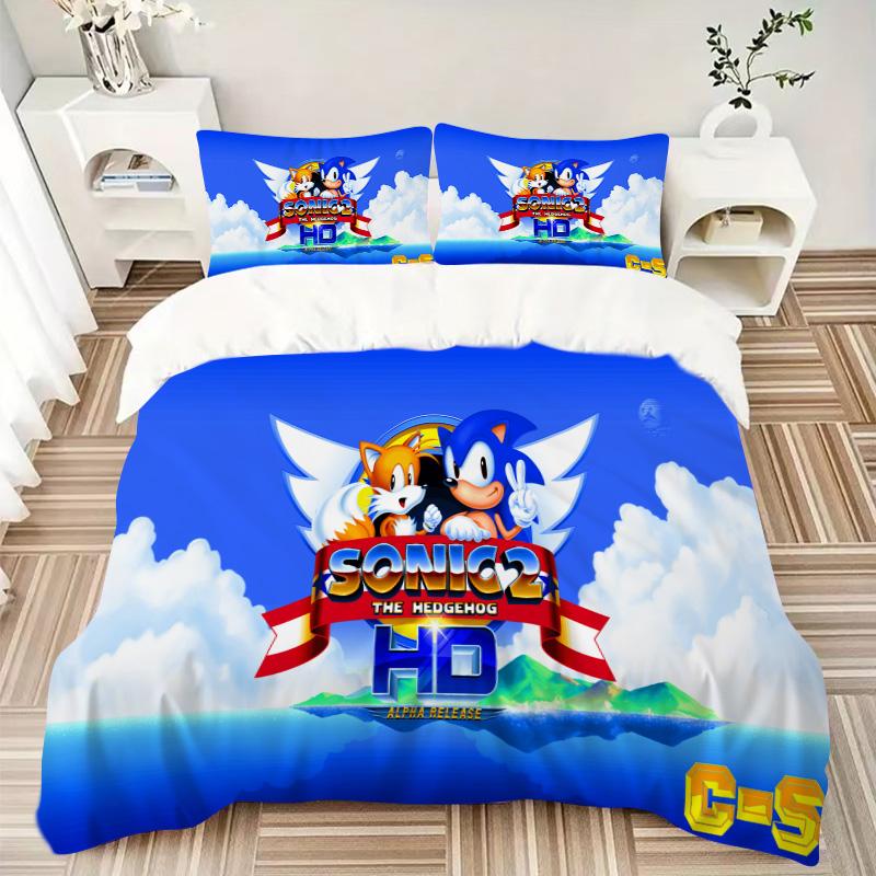 Sonic Adventure Hd Print 3Pcs Bedding Setduvet Cover With 2 Bedropillowcase Home Birthday Gift