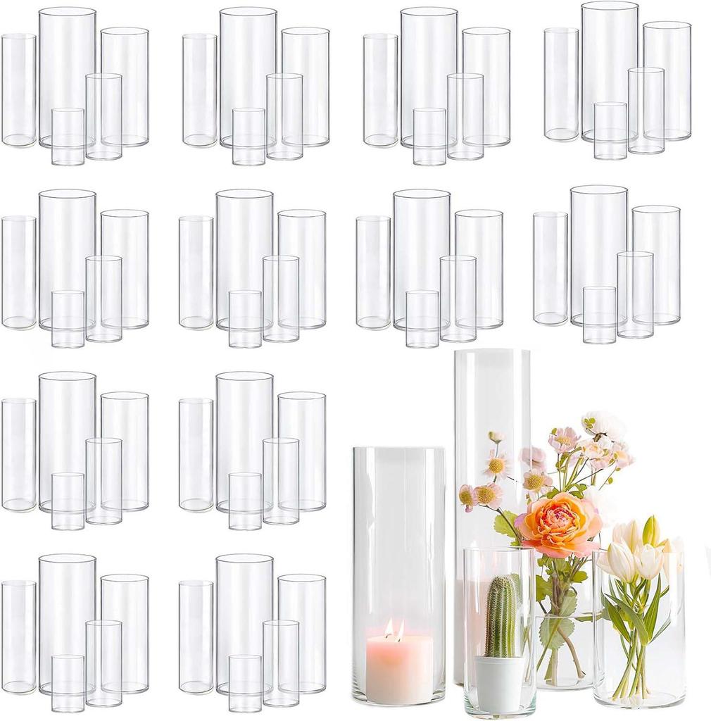 Cylindrical Glass Flower Vase for Wedding and Home Décor