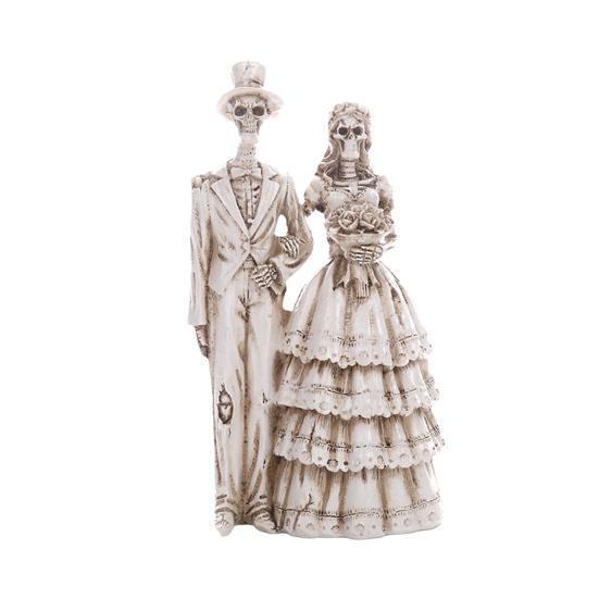 Skeleton Bride and Groom Couples Skull Figurine Resin Ornaments белый