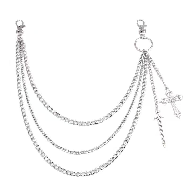Geometric Multi-layer Sword Pendant Chain - Versatile European & American Pants Accessory