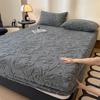 1PCS Plush Embossed Fitted Sheet Thick Warm Bedding for Autumn Winter Soft Comfortable Fabric Deep Pocket Design for Queen King Single  No Pillowcases