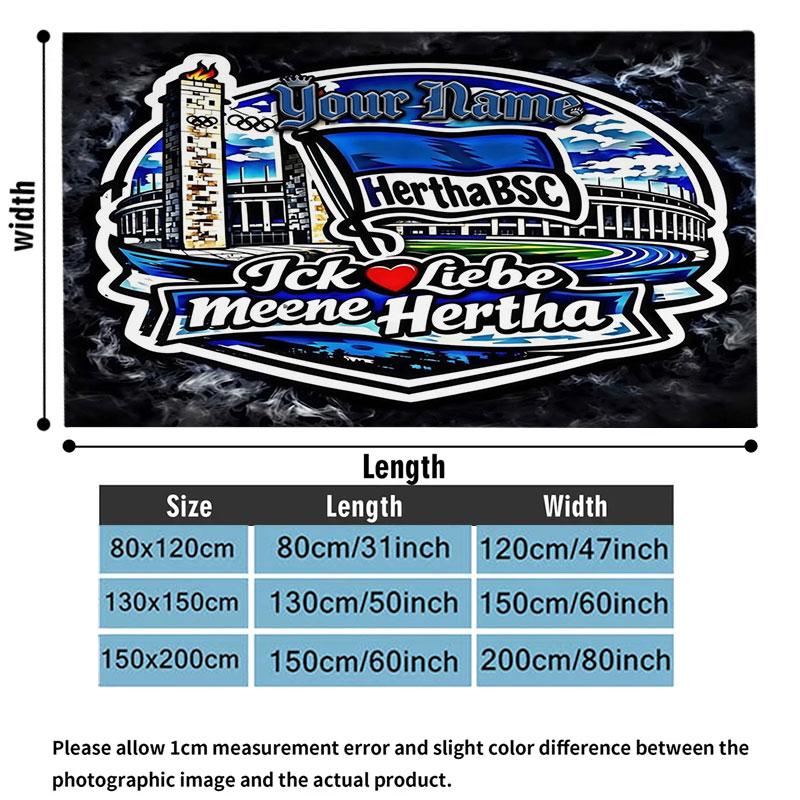 1PC Hertha BSC Custom Name Patterned Flannel Blanket Suitable For All Seasons for Home Decor Warmth and Comfort Gifts Holiday Present