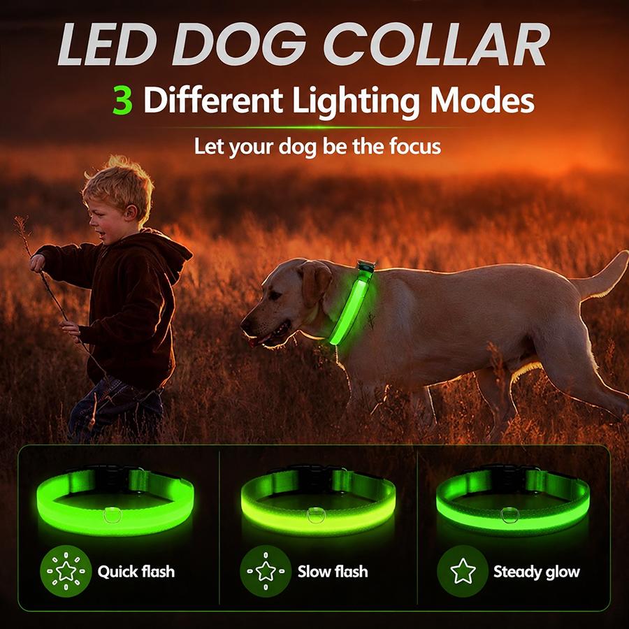 3 Modes Dog Luminous Charge Collar Led Usb Cat Dogs Collars Detachable Night Led Glow Dog Loss Prevention Collar Pet Accessories 3