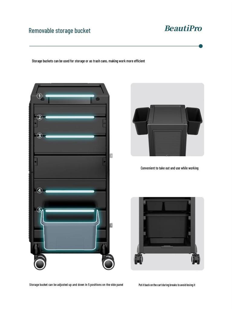 KingWin Hair Salon Storage Trolley: Drawer-Type Cart for Hairdressing Tools