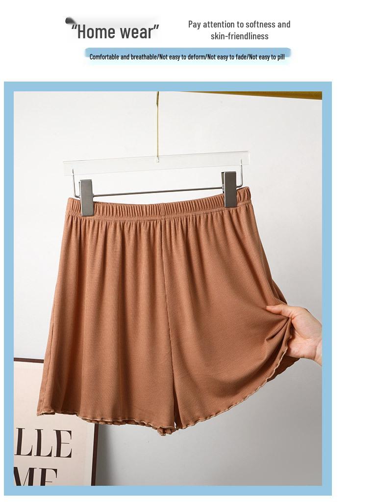 Damen High Waist Bambus Baumwolle Rüschenshorts - Übergröße, Lässig, Weites Bein, Sommerbekleidung