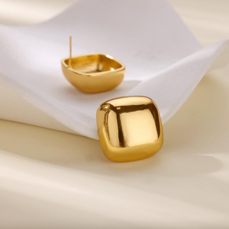 Premium anti-sensitive stainless steel stud earrings pearlescent metal texture geometric ball earrings trendy commuting