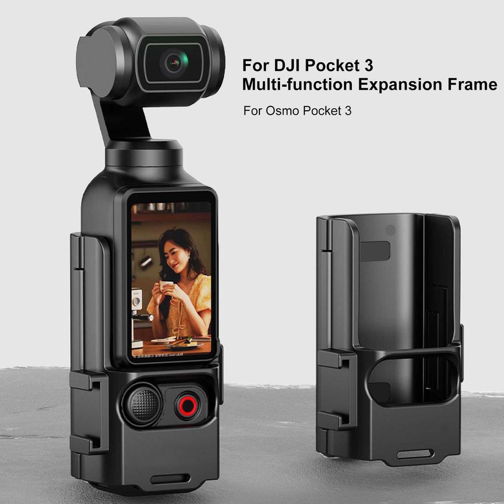 PULUZ PU722B For DJI Osmo Pocket 3 Extension Adapter Protective Frame Extended Handle Cold Shoe Mount Bracket