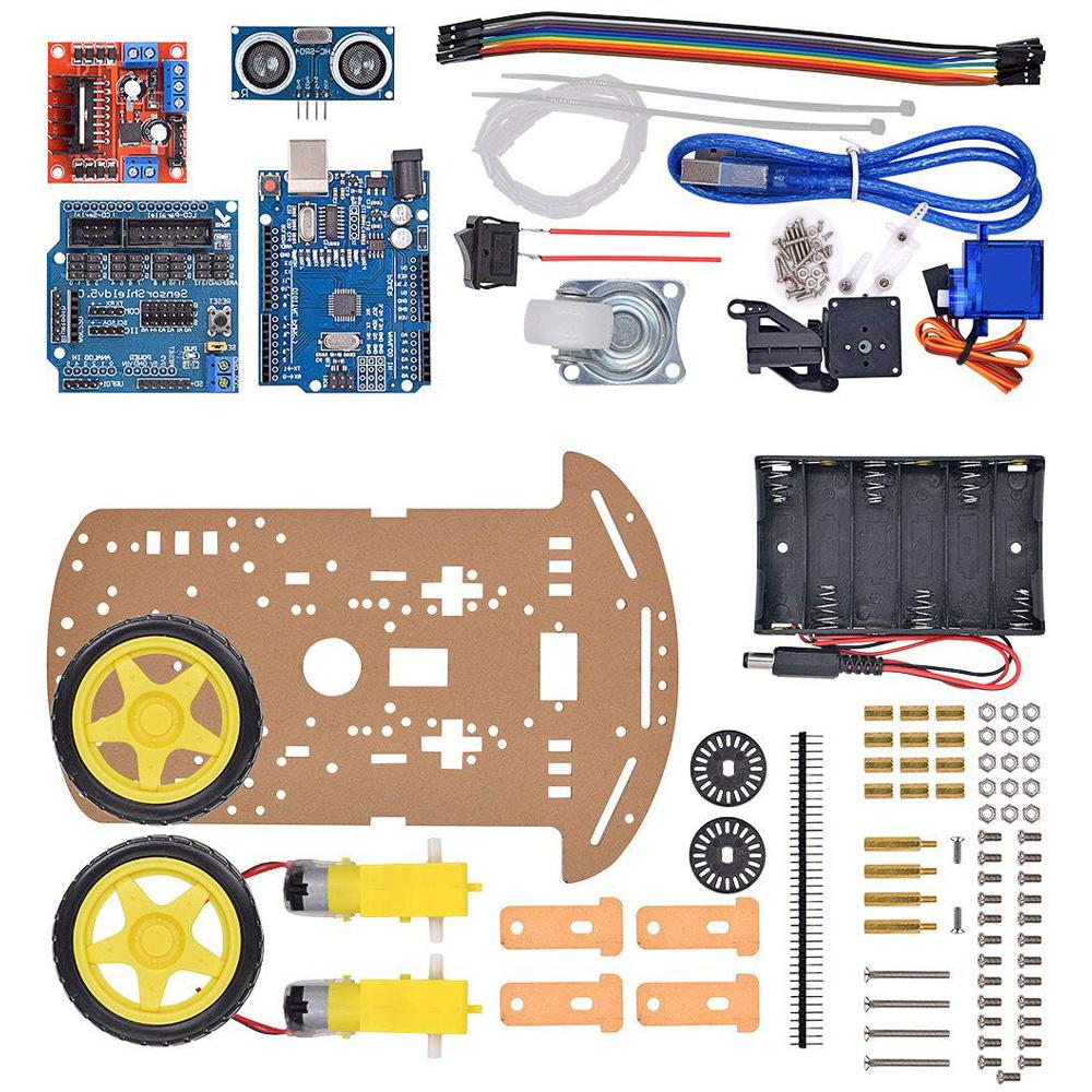 For Arduino-Compatible Robotics Kit with Obstacle Avoidance 4 Tracking Modules 20 Linear Encoders and PCB Frame