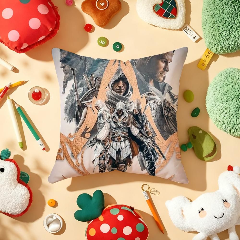 A-Assassins C-Creed Game Cushion Cover Plush Fabric Soft Double-Sided Printed Sofa Warm Winter Home Gift Pillow Cover