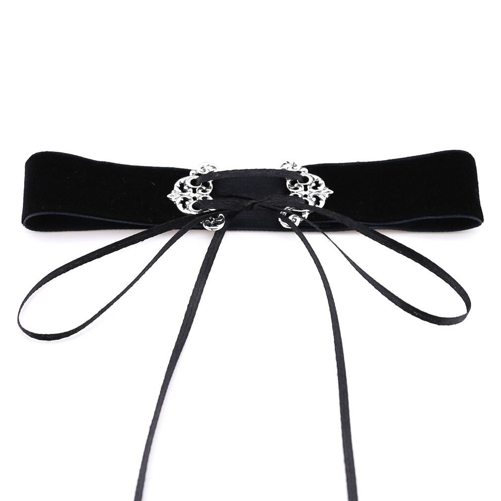 Wide Velvet Choker, Hollow Alloy Pendant Soft Velvet Streetwear Neck Collar