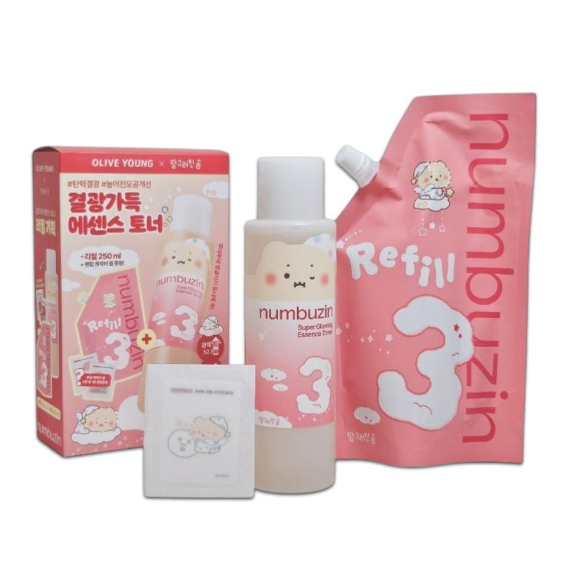 [Limited Mangom Collaboration] Numbuzin No.3 Radiance Boosting Essence Toner 200ml Refill Set (+ 250ml Refill + Character Sticker)