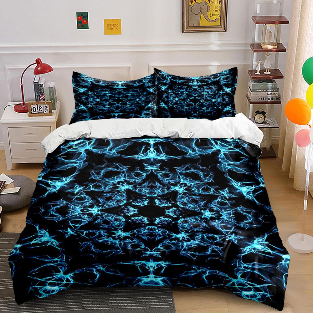 Blue Electric Lightning Pattern. Bedding Sets Duvet Cover Sets Duvet Covers Pillowcases(1 * Duvet Cover 2 * Pillowcases Without Duvet Insert)