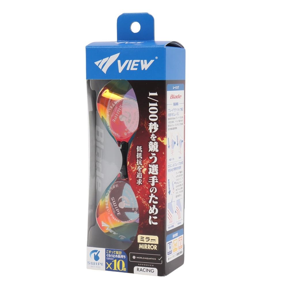 View Blade Mirror Swipe Swimming Goggles V121ESAM SKSHD X (Black Red/FF/Men's, Women's)